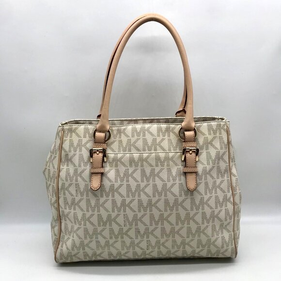 Michael Kors Vanilla Monogram Canvas Jet Set Work Tote Bag - Picture 2 of 11